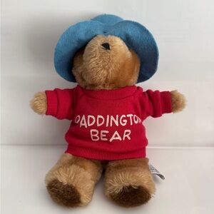 Paddington Bear Stuffed Animal with Red Sweater and Blue Hat